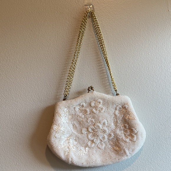 Vintage Delill Beaded Handbag White - Picture 12 of 15